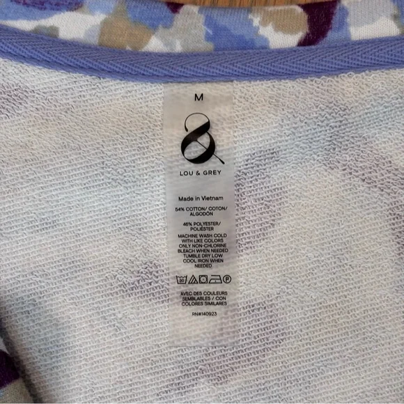 Lou & Grey Abstract Print V-Neck French Terry Mini Dress | M | Beach | Casual - Picture 3 of 5